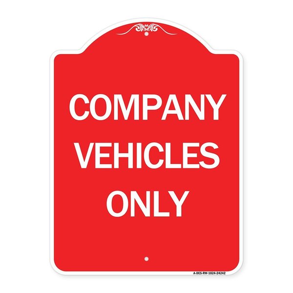 Signmission Designer Series Sign-Company Vehicles Only, Red & White Aluminum Sign, 18" x 24", RW-1824-24242 A-DES-RW-1824-24242